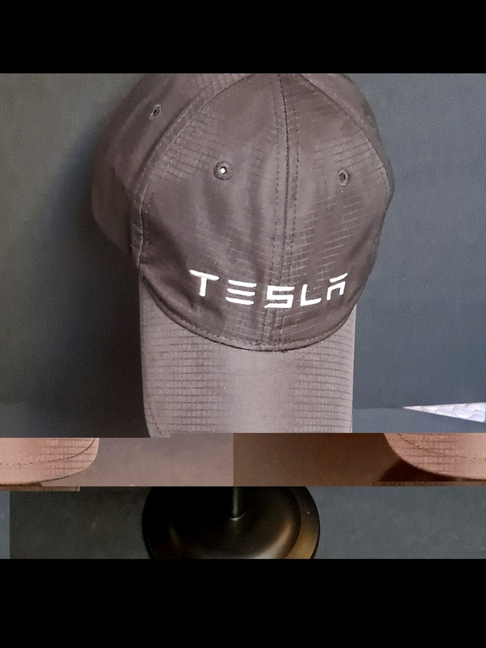 Tesla Black Cap with White Logo Embroidery